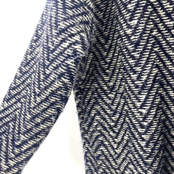 Madewell Navy Herringbone Wool Blend Hooded Open Front Coat Women’s XS/S Oversiz - Picture 3 of 5